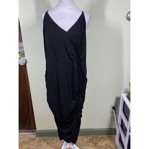 Leith Womens Sz 3X Black Faux Wrap Ruched Strappy Bodycon Dress Holiday Wedding